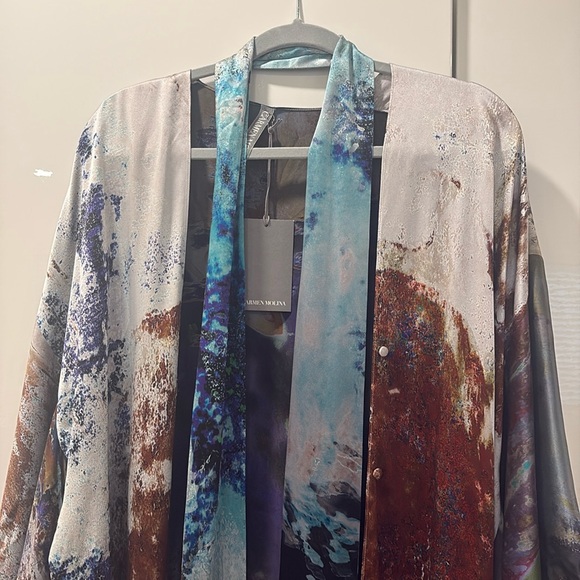 CARMEN MOLINA Silk Kimono Robe 0/S NWT - Picture 3 of 5
